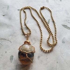 Artisan Bumble Bee Jasper Wire Wrapped Gemstone Necklace *READ DESCRIPTION*